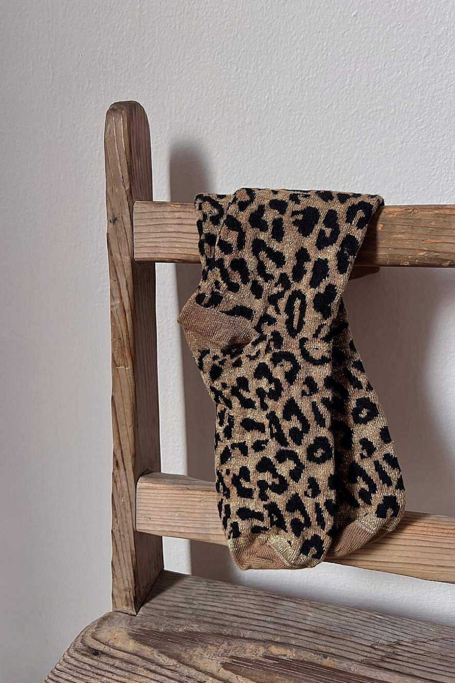 Micuir Calcetines | Calcetines Leopardo Glitter Dorado Y Negro