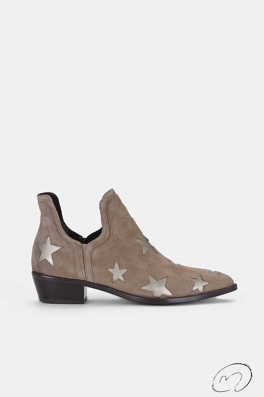 Cuadrado Star Boots | Star Boots Beige Y Oro Platino 4Cm