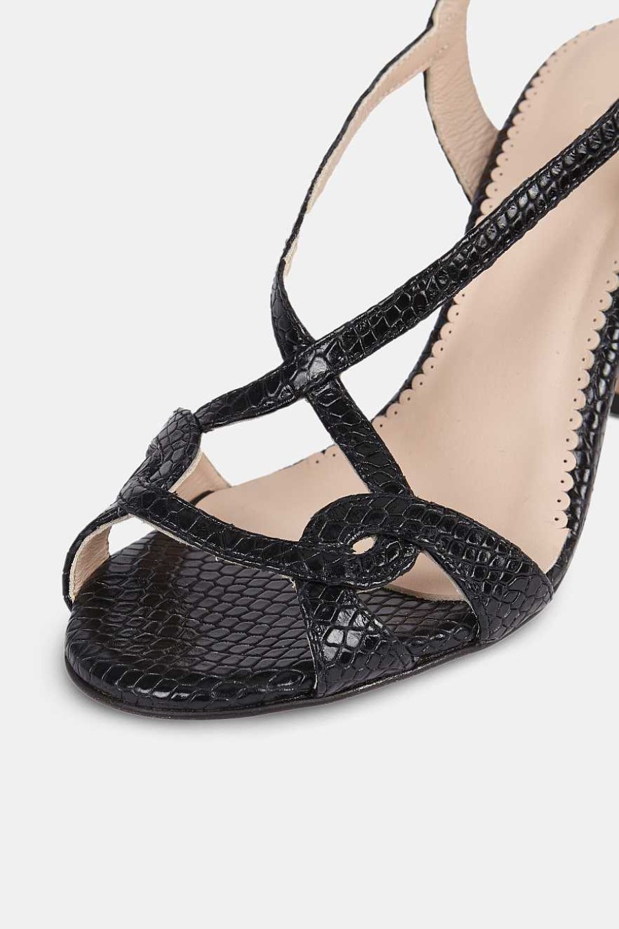 Micuir Sandalias Tacon | Gadea Grabado Negro 9Cm