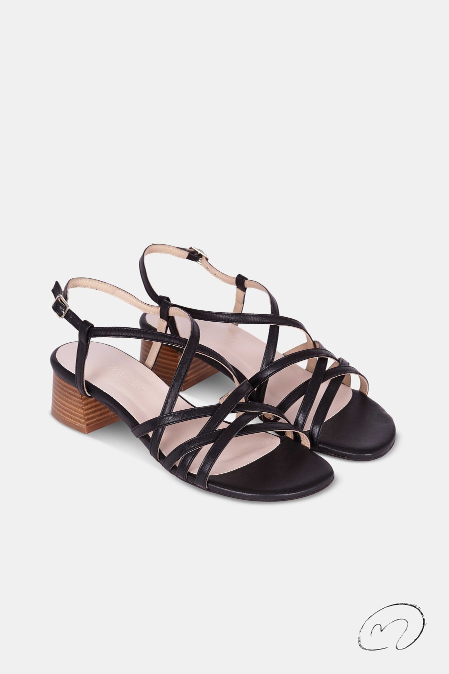 Micuir Sandalias Tacon Midi | Ines Negro 4Cm