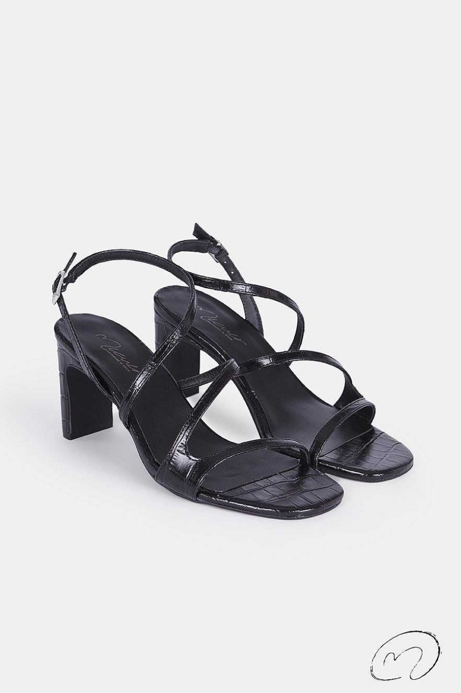 Micuir Sandalias Tacon | Genara Coco Negro 7Cm