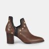 Cuadrado Punky Boots | Punky Boots Avellana Con Tacon Tachas Oro 7Cm