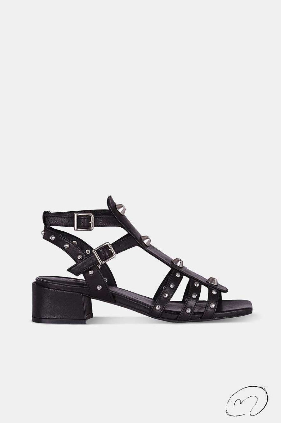 Micuir Sandalias Tacon Midi | Belen Negro 4Cm