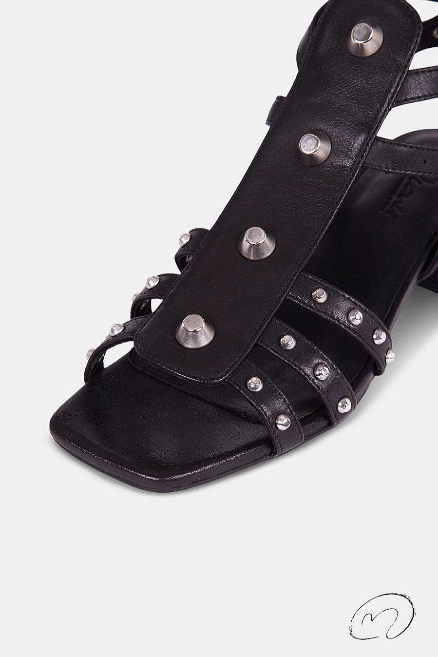 Micuir Sandalias Tacon Midi | Belen Negro 4Cm