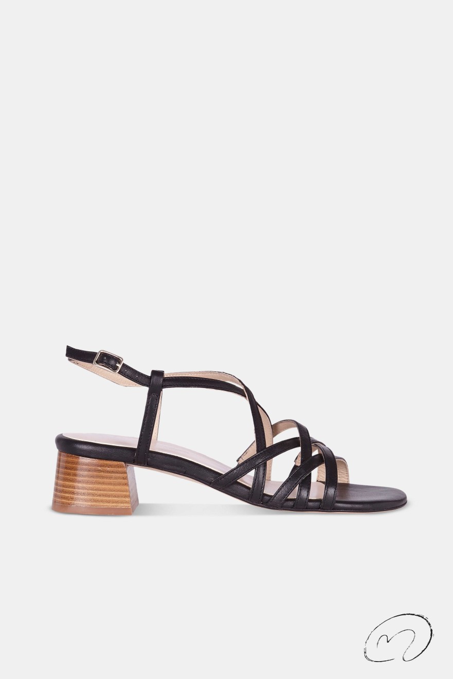 Micuir Sandalias Tacon Midi | Ines Negro 4Cm