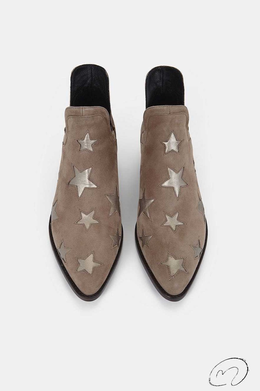 Cuadrado Star Boots | Star Boots Beige Y Oro Platino 4Cm